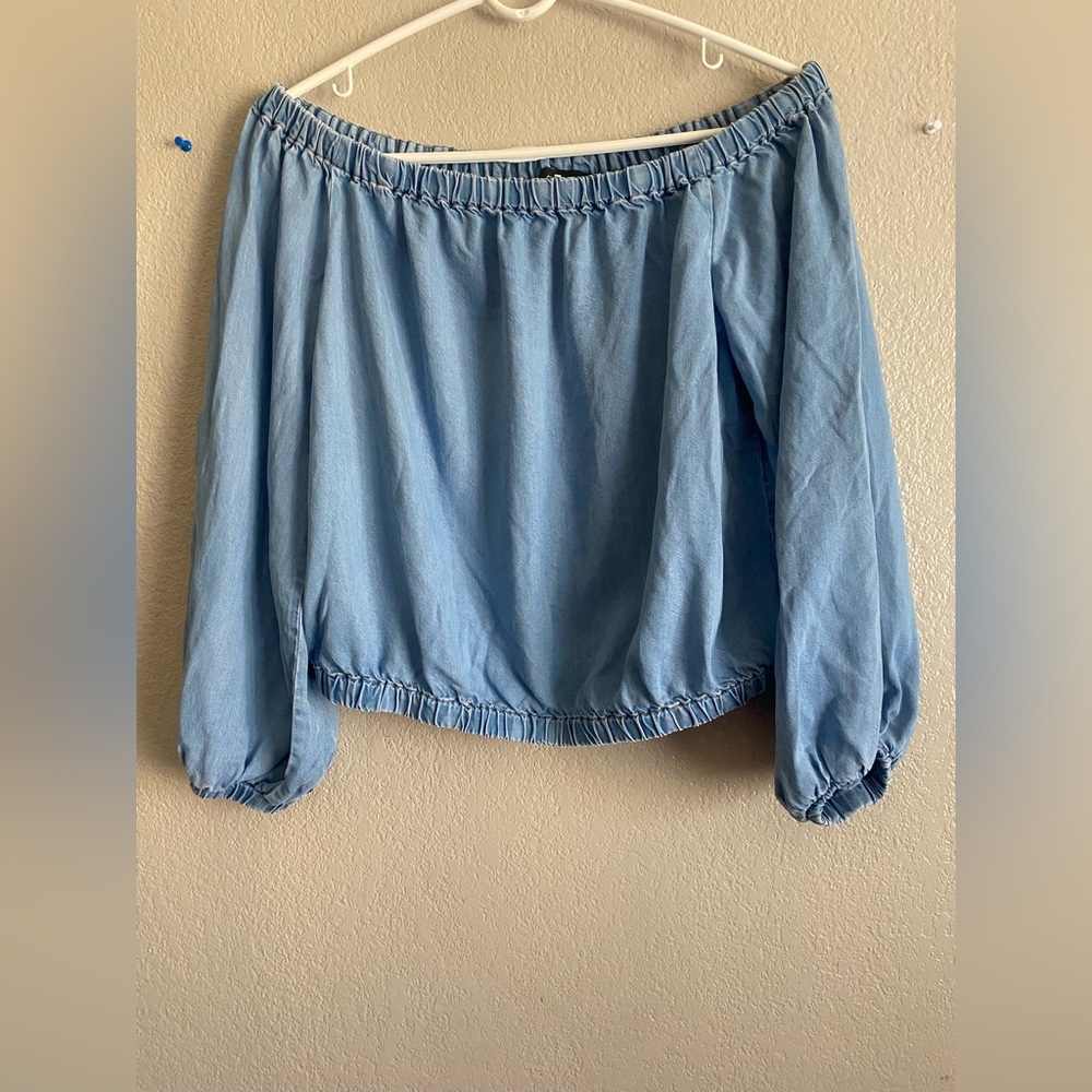 Light Blue Off-Shoulder Top